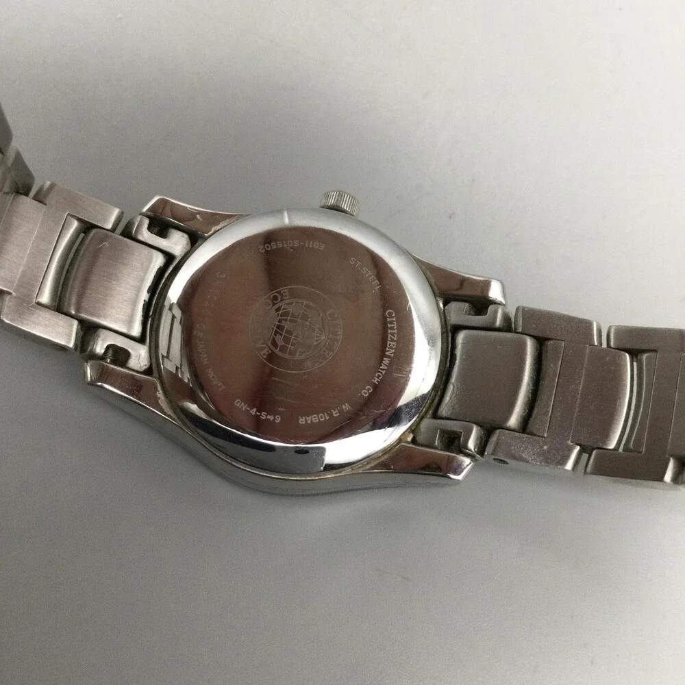 Citizen Eco-Drive WR 100 Womens Watch 25mm Black Dial Date Stainless Bracelet 6